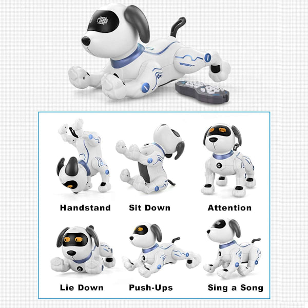 Stunt Robot Hund Leksak, Interaktiv och Programmerbar för 6-10 Åringar, Röststyrd Elektronisk Stunt och Uppladdningsbart Batteri för Längre Användning