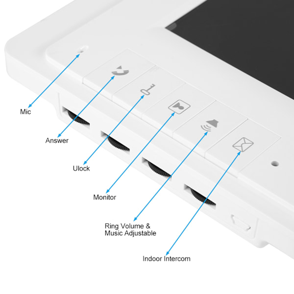 7 tommer LCD videodørtelefon dørklokke intercom kamera monitor hjem sikkerhedssystem 110-240V (EU)