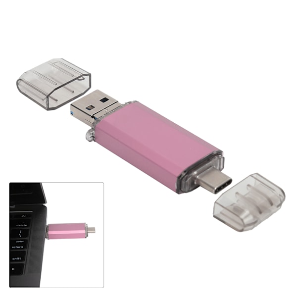 U Disk 3 i 1 Höghastighets USB3.0 Flash Disk i Roséguld av Aluminiumlegering för Mobiltelefoner och Datorer (256GB)