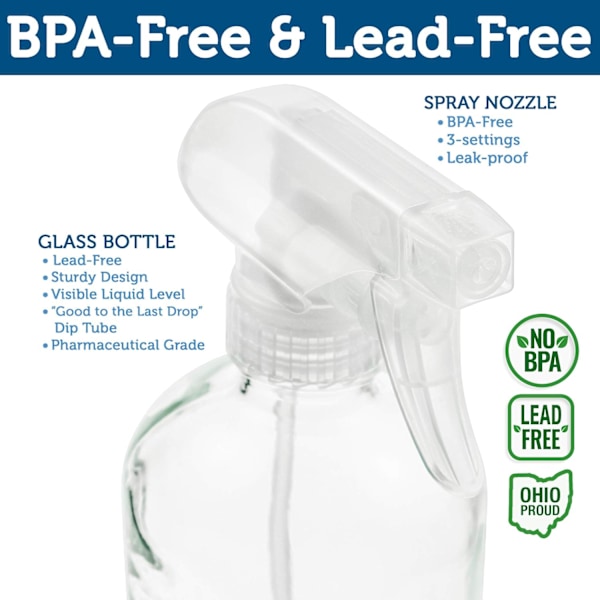 Återanvändbar Behållare Tom Glas Sprayflaska, Fin Dimspruta Eller Hållbara Avtryckarsprutor, Giftfri Användning, Läckagesäkra Packningar, Multifunktionell, Klart Glas