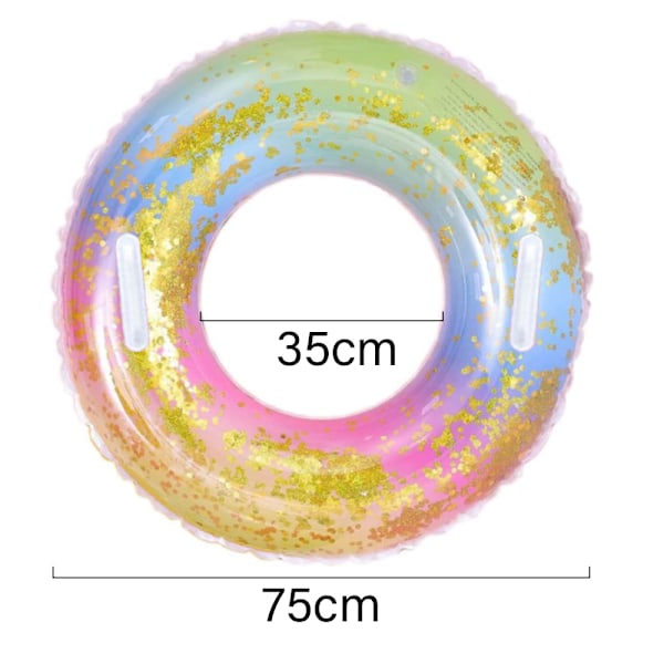 Uppblåsbar Pool Float Transparent Med Regnbågsfärgade Paljetter, Konfetti Premium Badring För Oförglömliga Poolpartyn Och Strandsemestrar, Stödjer Vuxna