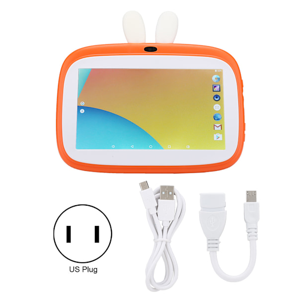 Barn Tablet 7 Tum Orange Quad Core 1+8G Wifi Bluetooth för Android 6.0 100-240V (US)