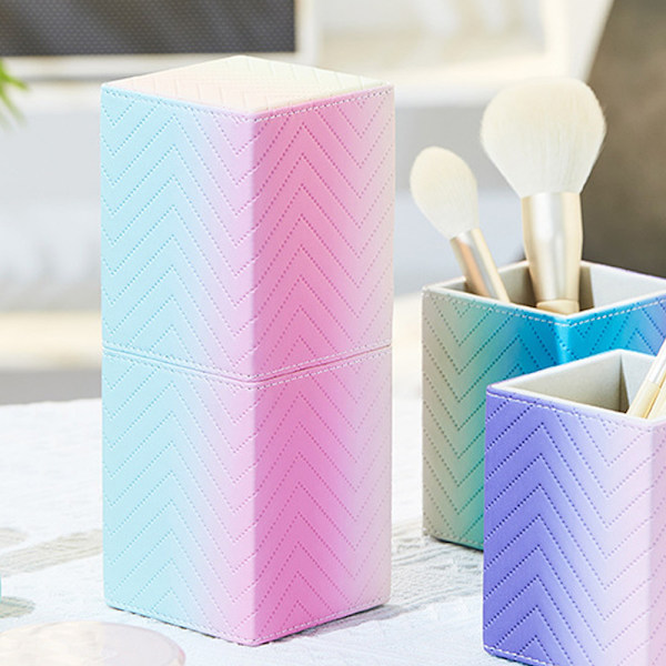 Makeup børsteholder PU blyantsarrangør, kosmetisk børsteopbevaring til kommode forfængelighed bordplade, 21*8cm