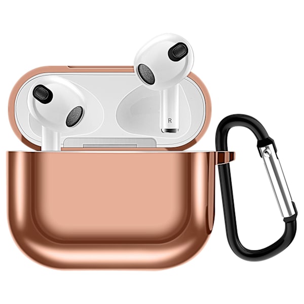 Trådløst øretelefonetui kompatibelt med AirPods 3 2021, galvanisert TPU beskyttende øretelefondeksel med karabinkrok