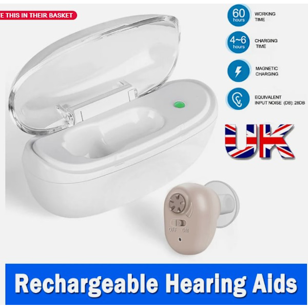 Avancerade hörselapparater med ljudbearbetning, anpassningsbar ljudvolym för mild till måttlig hörselnedsättning, diskret in-ear-design som säkerställer komfort hela dagen