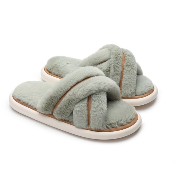 Dame tøfler - Koselige plysj hjemmesko Fluffy Furry Open T
