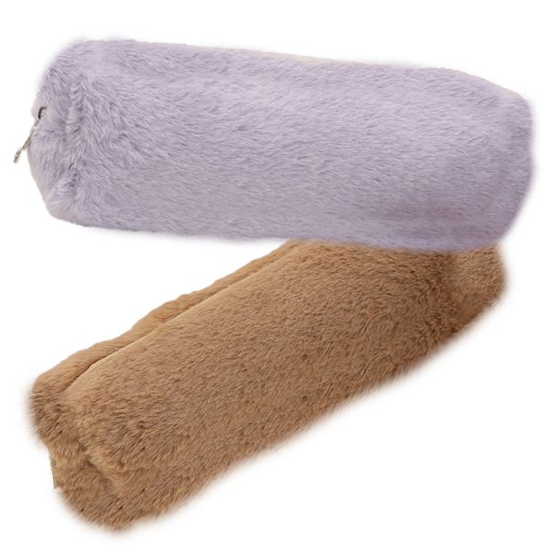 2-pack plyschpennfodral, söt pennfodral, förvaringsväska för pennor, kosmetisk sminkväska för kontorsmaterial, kosmetika, smink, resor