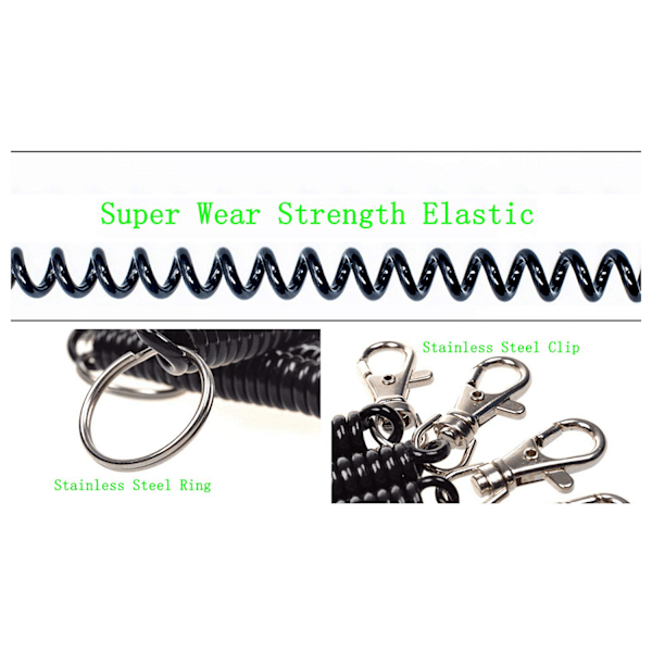 Flexibel Stöldsäker Spiralvajer, Stretch Tether Säkerhetsnyckelring Med Clip, Hög Elastisk Spiral Konstruktion För Automatisk Återgång Till