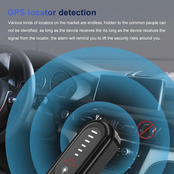 Anti Spion Kamera Detektor, Magnetisk GPS-Detektering, Justerbar Känslighet, Detektionslägen, WiFi Signal Detektering för Kompromisslös Integritet i Bilar,