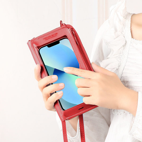 Crossbody mobiltelefonväskor för kvinnor, touch screen-väska, mobiltelefon läder plånbok handväska, axelväska