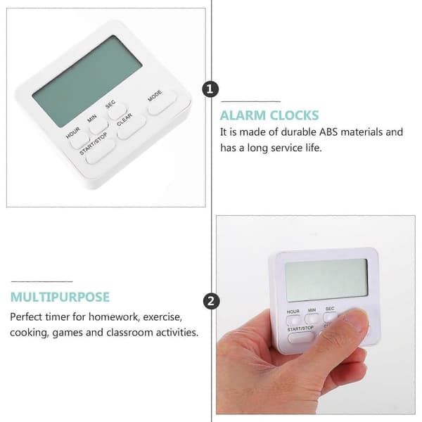 Digital køkkentimer, studietimer, vækkeur, lydløs timer, bærbar timer
