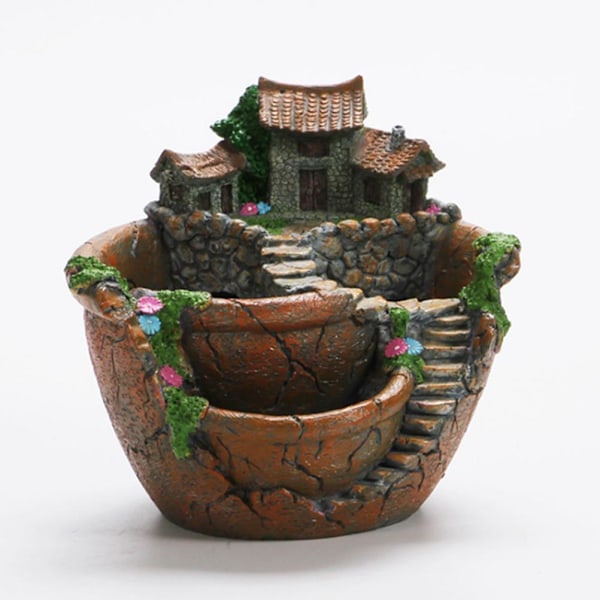 Växter Kruka Succulenta Växter Kruka med Söt Hus Blomkorg Planter Kruka Trädgårdsdekoration