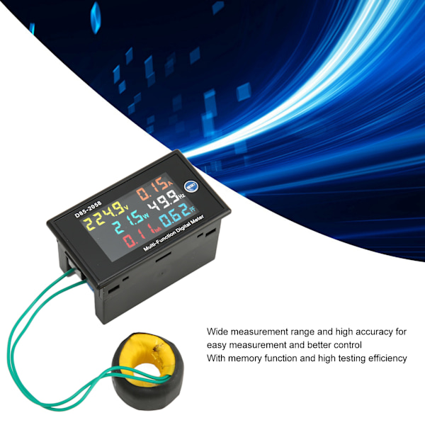 AC-mätare enfas LCD digital AC-panelmätare spänning strömfrekvens Amp Watt Power Monitor AC40‑300V 0.00-110.0A