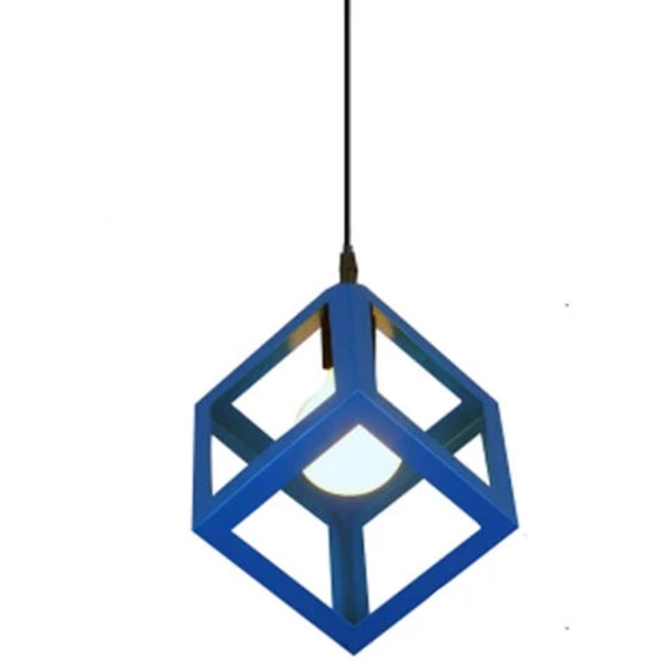 Mångsidig fyrkantig pendellampa, blå lampskärm med justerbar kabel för modern enkelhet i sovrum, kök och vardagsrum