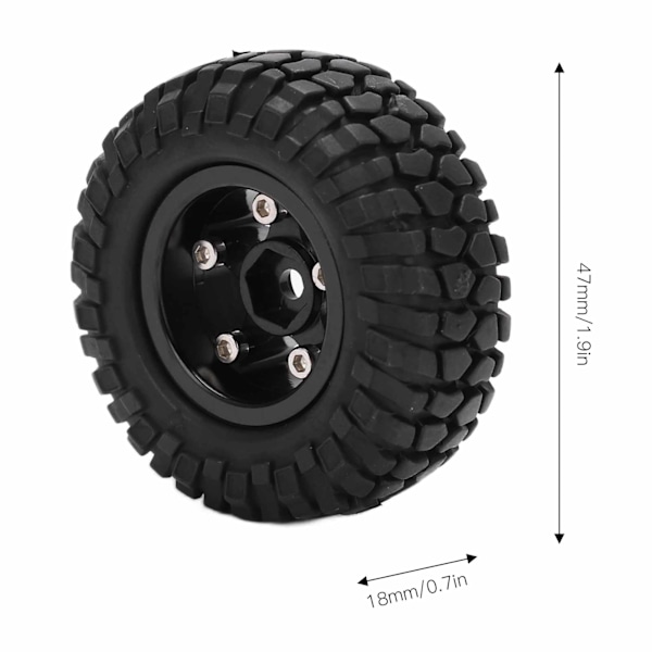 2 stk. aluminiumsfælge og dæk sæt til Axial SCX24 AXI00001 1/24 RC Crawler Bilopgraderingsdele Sort