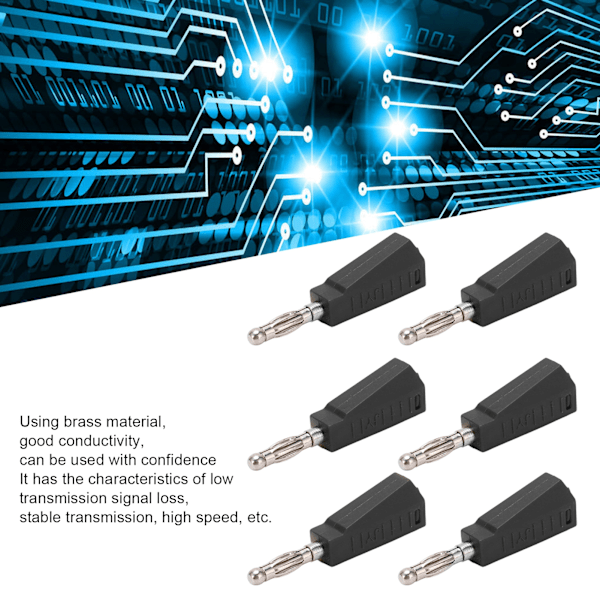 20 stk bananplugg 4mm/0,16 tommer lav transmisjonssignaltap stabil strøm kompakt praktisk elektrisk kontakt svart