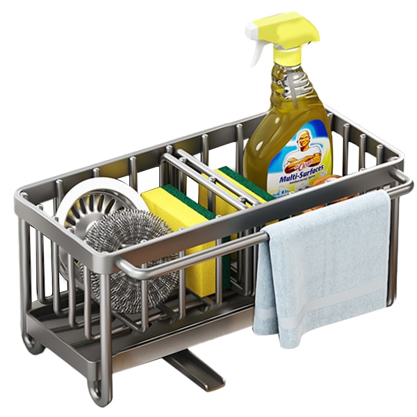 Svamp hållare för diskho, diskho caddy, rostfritt 304 rostfritt stål disk svamp arrangör med avdelare