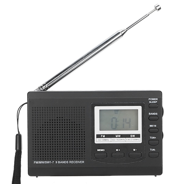 HRD-310 Kannettava radio Mini Stereo FM/MW/SW Vastaanotin Digitaalisella Kellolla 3.5mm Kuulokkeet