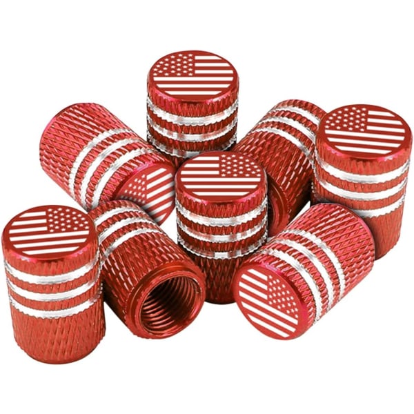 Amerikanska flaggans däckventilskaftlock, 8 st stöldskydd premium M