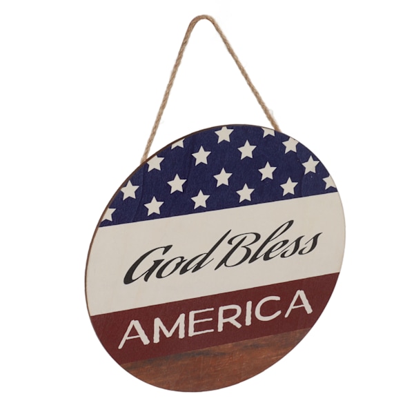 God Bless America Patriotisk Träskylt, Färgstark Gårdskrans med Enkelt Hängrep, Utomhusplakett för 4 juli-dekoration och Bred