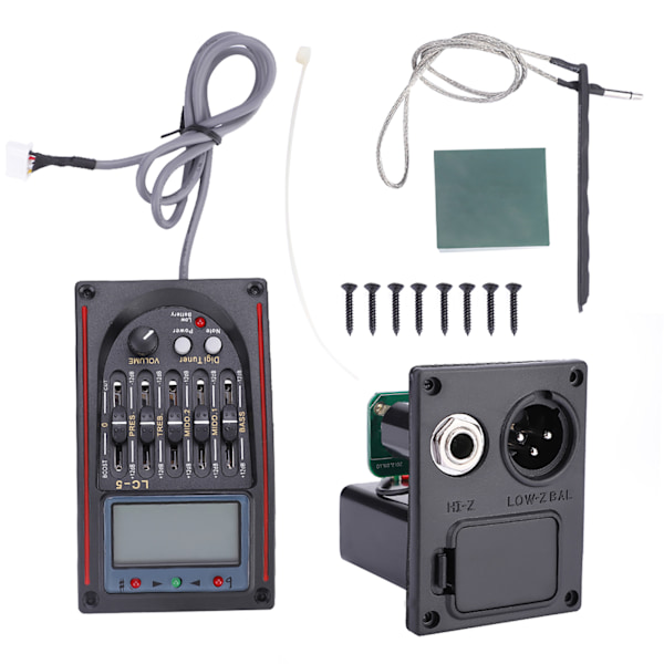 LCD 5-bands akustisk gitarr förförstärkare EQ LC-5 equalizer tuner piezo pickup