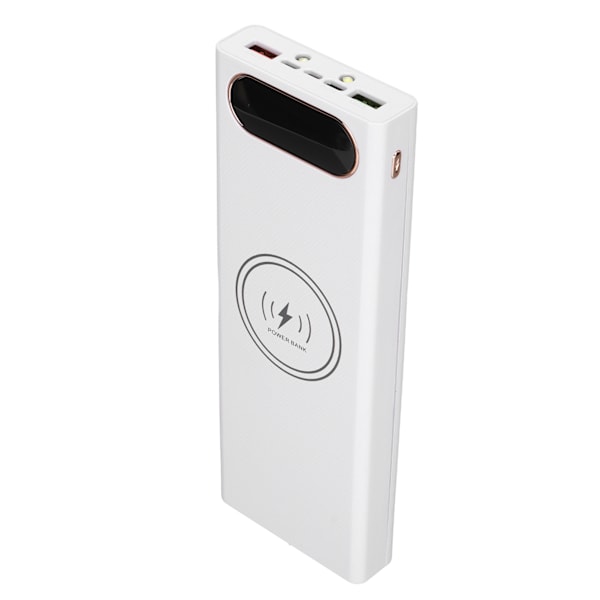 L10 10x18650 DIY Power Bank 22.5W Nopea lataus 15W Langaton lataus Akun kotelo LCD-näytöllä ja Micro Type C -tulo Valkoinen