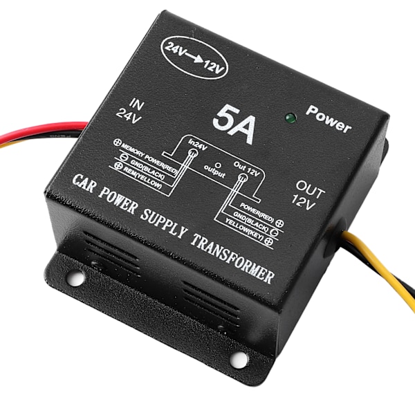 5A strømomformer 24V til 12V Buck-transformator for lastebil RV Yacht Audio Navigasjon Refit