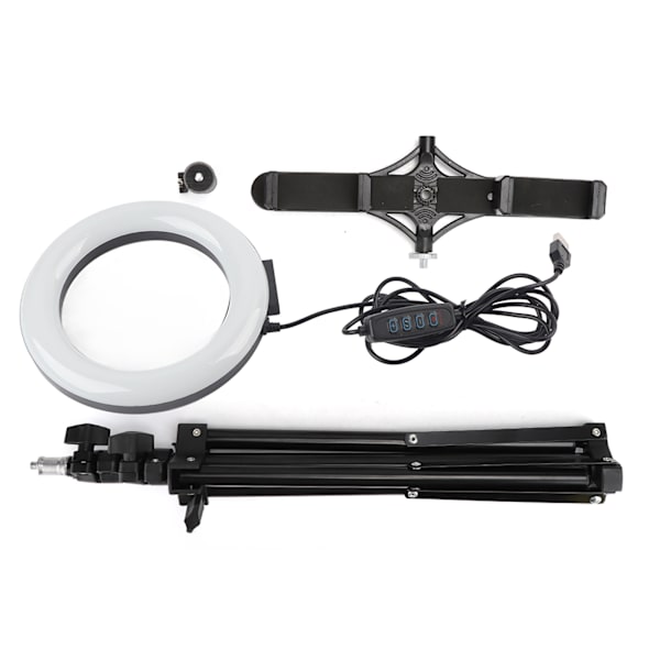 PULUZ PKT3036 Mobiltelefon Live Broadcast LED Ring Fill Light med Tripod Dual Phone Holder