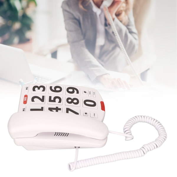 Big Button Telephone Large Adjustable Volume Last Number Redialing Corded Landline for Elderly