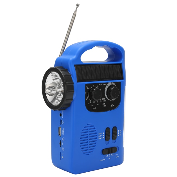 Käsikäyttöinen aurinkoradio AM FM SW Hätäradio LED-taskulampulla