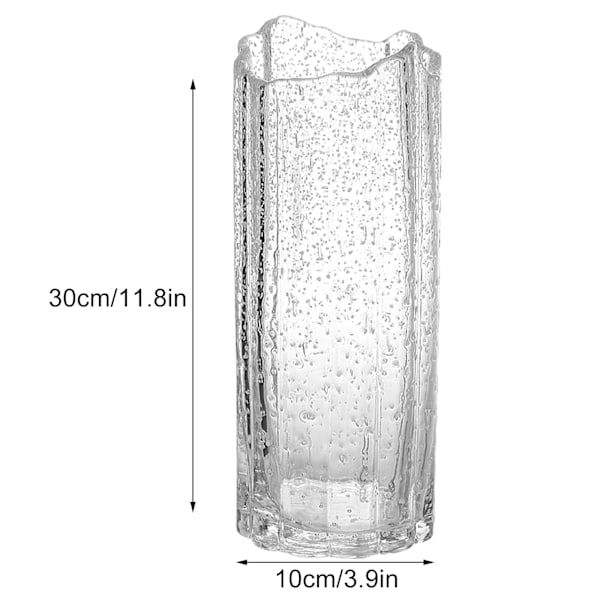 Högkvalitativt handblåst glas starkare än vanligt, modern räfflad glasvas, unik design lämplig för heminredning och vardagsbruk, transparent, 10