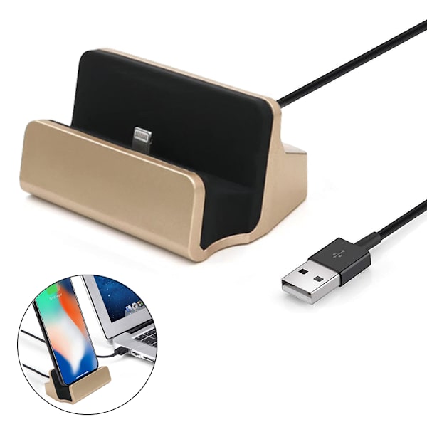 Magnetisk skrivbordsladdningsdocka för iPhone, snabbladdning och dataöverföring Gold
