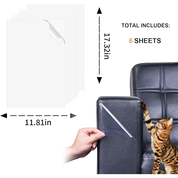 Furniture Fortress, Lättinstallerat Dubbelsidigt Möbelskydd mot Kattskrap, Flexibelt för att Passa Möbelkonturer, för Omfattande Skydd