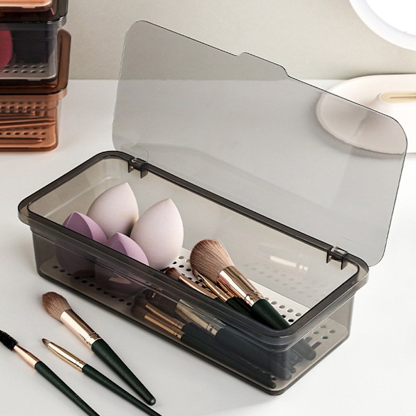 Make Up Organizer Box Dresser Container Case med låg til kosmetisk opbevaringsholder, 27*11.5*6.5cm