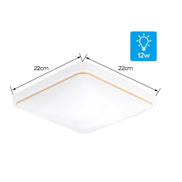 Energieffektiv LED, fuktklassad, fyrkantig infälld taklampa, 220x220mm, inget flimmer, ingen bländning, ingen strålning, hälsosam för ögonen