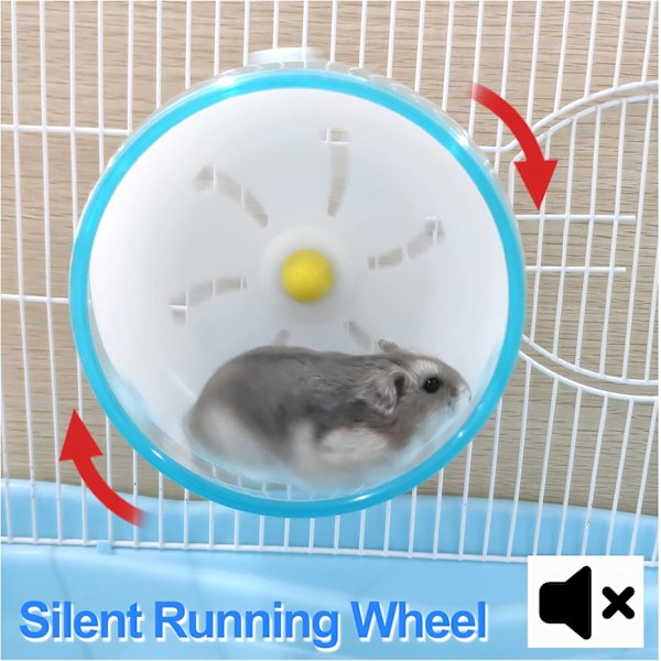 Hälsosam Träningsuppmuntran För Små Husdjur, Ljudlösa Leksaker Med Solid Löpyta, Blått Plasthjul För Chinchilla Marsvin Hamster,