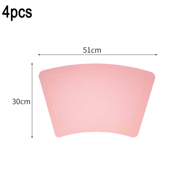 4 st Wedge-formade placemats för runt bord, vattentät PU-läder M