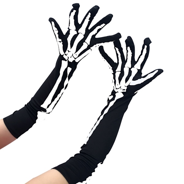 2 stk. Hodeskallehansker Hel Finger Claw Myke Ghost Bone Hansker for Halloween Cosplay Fest Lang 18,9 X 4,1 tommer Gratis Størrelse