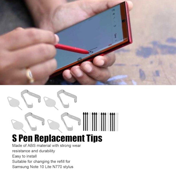 4Set S Pen Reservedeler Enkel Installasjon Holdbar S Pen Spisser for Samsung Note 10 Lite N770