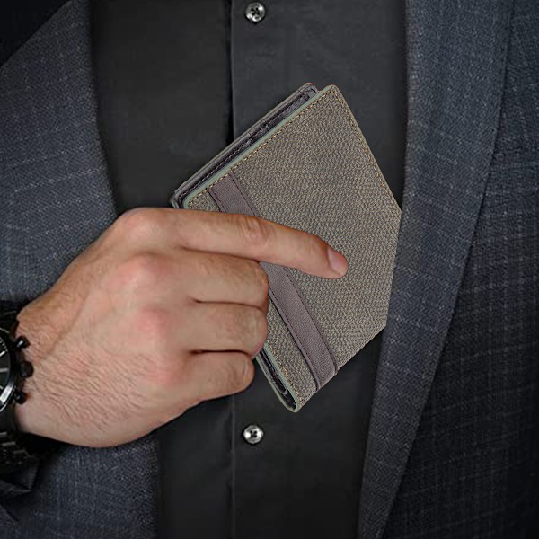 Läder Herr Bifold Plånbok Slim Minimalistisk Framficka - Tunn & Snygg