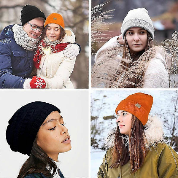 GETIT Utomhus Höst Och Vinter Randig Pullover Mössa Par Varm Ull Stickad Mössa