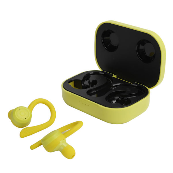 Bluetooth-kuulokkeet, langattomat urheilukuulokkeet, korvakoukut, kuulokkeet latauskotelolla (kirkkaan keltainen)