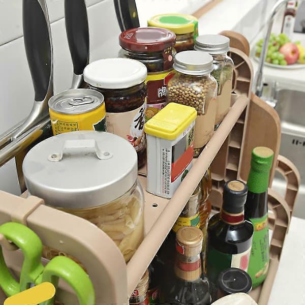 GETIT 2-vånings köksorganisatör kryddförvaringsställ köksställ plast kryddställ kryddförvaringsställ robust vit