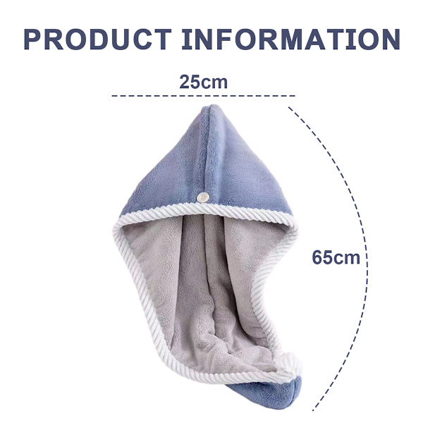 1PCS-Hår Tørring Hætte Fortykkelse Mikrofiber Håndklæde Wrap med Knapper Absorberende Twist Brusebad (Dobbelt Lag Fortykkelse)
