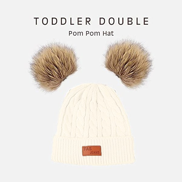 Taaperon hattu, väri talvi kaksinkertainen pom pom neulottu hattu