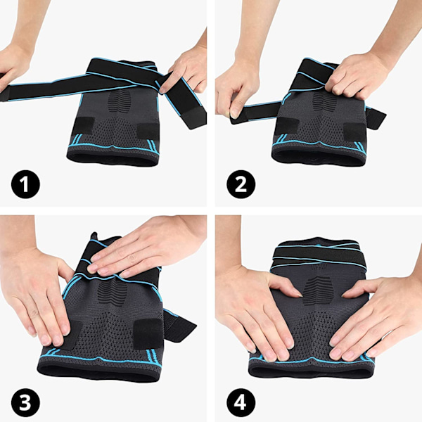 Justerbart knästöd med kompression, ergonomisk design med halkfritt skydd för smärtlindring, fukttransporterande andningsbart stöd, 2-pack