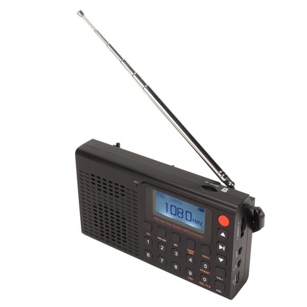 Bærbar Bluetooth-radio AM FM SW Full Band MP3-spiller Oppladbar radio med tidsinnstillingsfunksjon