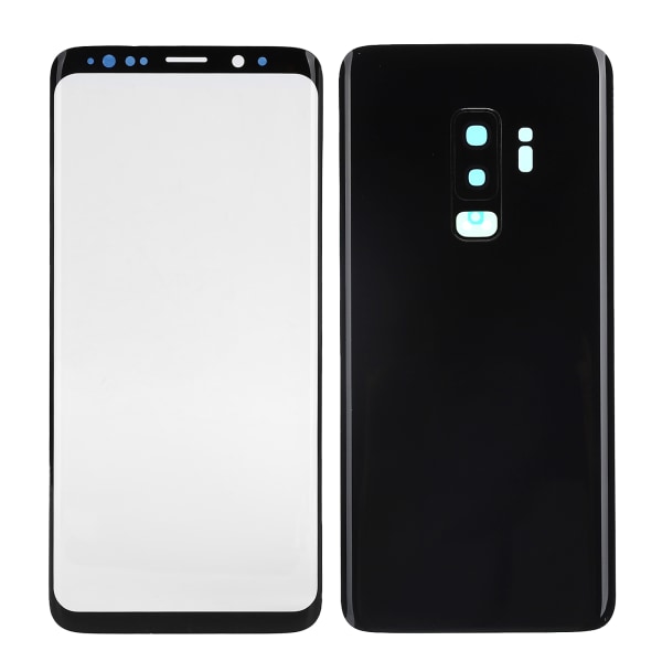 Telefon Bagside Glas Cover Forside Skærm Glas Linse Udskiftningssæt til Samsung S9+ G965(Sort )