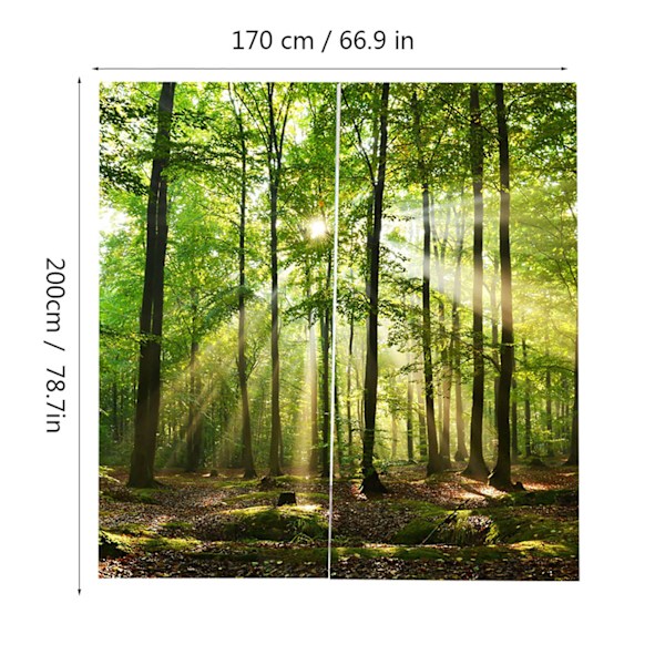 Skogar Soltryck Skuggning Gardiner för Balkong Sovrum Vardagsrum Fönster 170 * 200cm