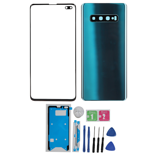 Samsung S10+Plus:n (vihreä) matkapuhelimen takalasin kansi ja ulompi lasipaneelin vaihto